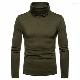 Men's T Shirts Sweaters Spring Autumn Turtleneck Long Sleeve Plain Stretch Kintted Pullovers Basic Tops Slim Fit Fashion Mens Sweater