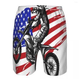 Men's Shorts Mens Swimming Swimwear American Motocross Motorcycle Print Men Trunks Swimsuit Beach Wear Boardshorts