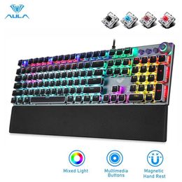 AULA Gaming Mechanical Keyboard Retro Square Glowing Keycaps Backlit USB Wired 104 Anti-ghosting Gaming Keyboard for PC laptop HKD230808