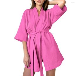 Women's Sleepwear Breathable Women Bathrobe Soft Lady Nightgowns Solid Color Daily Wear Spring Bathing