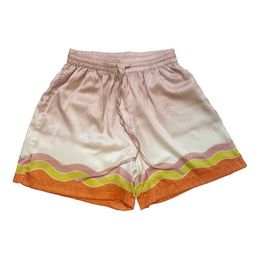 CASABLANCA 23 Summer Fashion Rainbow Gradient Picture for Men and Women Couples Same Silk Quarter Shorts for Beach Casual Versatility