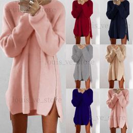 Sexy Womens Ladies Winter Long Sleeve zipper Jumper Tops Fashion Girls Knitted Oversized Baggy Sweater Casual Loose Tunic Jumpers Mini Dress T230808