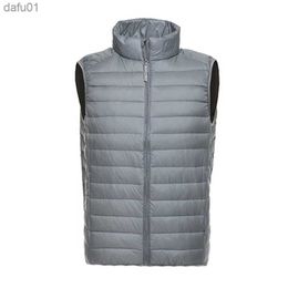 High Quality New Autumn Winter Ultra Thin Lightweight Down Jacket Mens Vest Stand Collar White Duck Down Coat Plus Size S-4XL L230520