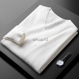 Men's Sweaters Luxurious senior feeling V-neck sweater for men in autumn 2022 new style solid color stripe slim and simple knitting pullover J230808