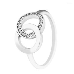 Cluster Rings Clear CZ Circles Silver For Women 925 Sterling Ring Jewellery Love Forever Girl Engagement Charm