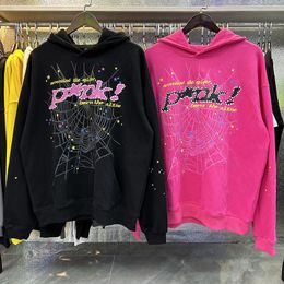 555555 Hoodie Mens SP5der Pembe Hoodies Hoody Baskı Örümcek Tasarımcı Hoodie Web Kazak Sweatshirts S-XL2024