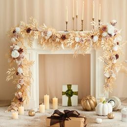 Decorative Flowers Wreaths 1.8M Wedding Decoration Garland Artificial Table Runner Wreath For Wedding Centrepieces Bridal Shower Party Halloween Decor 230808