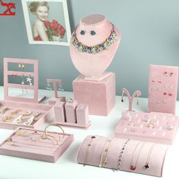 Jewellery Boxes Rack Display Pink Velvet Cloth Window Necklace Ring Props HighEnd Free Combination 230808