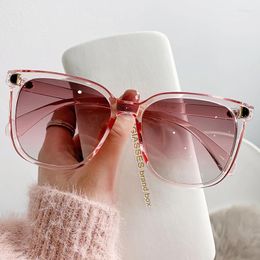 Sunglasses Oversized Woman Brand Designer Vintage Square Sun Glasses Female Big Frame Gradient Shades