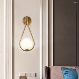 Wall Lamp Water Droplets Light Modern Creative Nordic Metal Warm Bedroom Black Gold Sconce Bedside