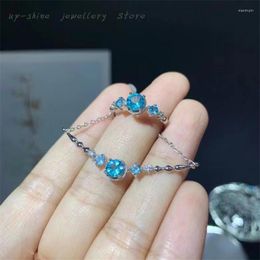 Cluster Rings Women's 925 Silver Inlaid Natural Apatite Ring Necklace Set Exquisite Workmanship Stylish And Simple Design