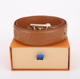 Men Digners Belts Classic fashion luxury casual letter L smooth buckle womens mens leather belt width 3.8cm with orange box 0000