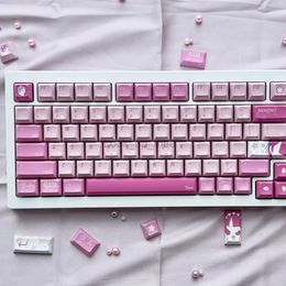 PBT Keycap Maid Pink Maid Blue Keycap KCA Profile 140 Keys DYE Subbed For 60 61 64 68 75 84 87 96 98 104 Mechanical Keyboard HKD230808