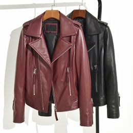 Womens Leather Faux derme Brand quality Women Genuine leather jacketfashion sheepskin biker cloth Street casual slim fit coat 230808