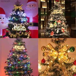 Ribbon Fairy Light Christmas Decoration Christmas Tree Ornaments For Home 2023 Bows String Lights Navidad Natal New Year 2023 L230620