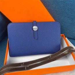 Brand Clutch bag Designer Change Purse 2023 Fashion Multifunctional Lychee Silver Buckle Calfskin Passport Holder Wallet Metal Money Clip Factory Direct Sales