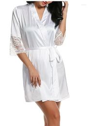 Women's Sleepwear Autumn Style Sexy Lace Bathrobes High Quality Real Silk Robe Nightwear Temptation Home Wear Female Badjas