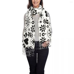 Scarves Sugar Skull Black And White Print Women Scarf Winter Shawl Wrap Bandana Tassel Female