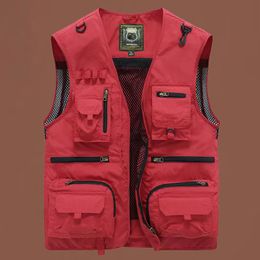 Men's Vests Summer Unloading Men US Tactical Hiking Fishing Vest Pographer Waistcoat Mesh Cargo Sleeveless Jacket Tools Pocket 5XL 230807