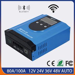 12V 24V 48V 80A 100A MPPT Solar Charge Controller Bluetooth Solar Panel Charge Discharge Regulator Max 150VDC PV Input