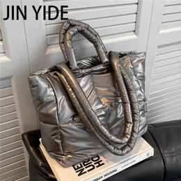 Evening Bags JIN YIDE Winter Padded Large Tote Shoulder For Women 2023 Luxury Designer Down Cotton Shopper Ladies Purses And Handbags 230807