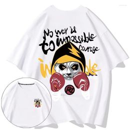 Men's T Shirts Graphic Cotton T-Shirt Summer Casual Harajuku Top Street Hip-hop Loose Short-sleeved Tee Boxing Panda Men Clothing
