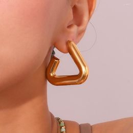 Hoop Earrings Minimalist Exaggeration Hollow Triangular Opening 18K Gold Plated Stainless Steel For Women 2023