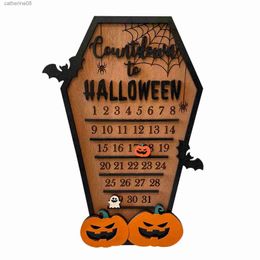 Halloween Advent Calendar Wooden Countdown To Christmas Decor Horror Ornaments Ghost Design For Indoor Home Party Decoration L230621