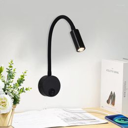 Wall Lamp Led Hose El Bedside Gooseneck Reading With Switch Personality Study Bedroom Surface Mounted Po