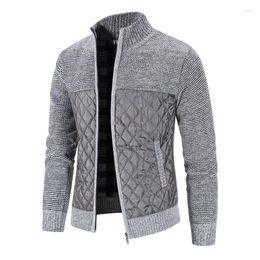 Men's Sweaters In Autumn And Winter Korean Version Of High-necked Patchwork Thickened Warm Cardigan Casual Wear