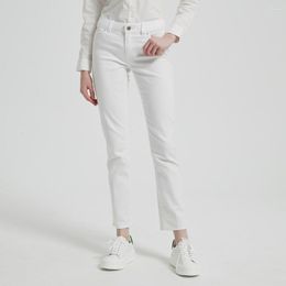 Women's Jeans White Cotton Casual Denim Trousers Summer Ankle Length Straight Pants Woman Vintage Wide Leg Simple Style High Waist Women