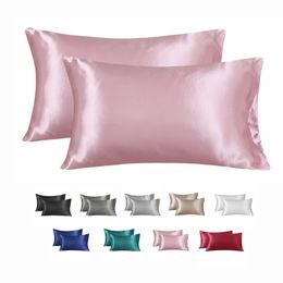 Pillow Case Pure Emulation Silk Satin Pillowcase Comfortable Covers Decorative for Bed Throw Single 230807