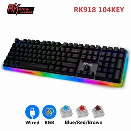 RK ROYAL KLUDGE RK918 Wired Mechanical Keyboard 108 Keys 100% RGB Backlit Gaming Keyboard with Large LED Sorrounding Side Lamp HKD230808
