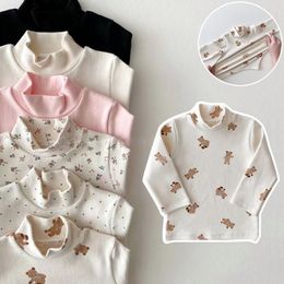 T shirts Toddler High Neck Bottoming Shirt Baby Girls Simple Casual Versatile Tops Autumn Winter Fashion Solid Colour Long Sleeve TShirt 230808