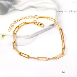 Anklets Stainless Steel Cable Link Chain Gold Colour Trendy Fashion Leg For Women Girl Party Wedding Daily Foot Jewellery