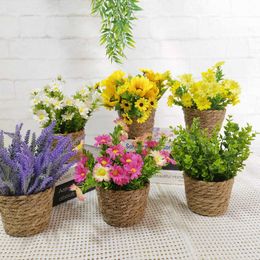 Planters Pots Simulasi bunga pot rumah desktop rotan keranjang bunga dan pot kombinasi