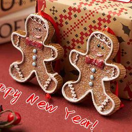 Gingerbread Man Ornaments for Christmas Tree Resin Xmas Tree Hanging Pendant House Holiday Home Christmas Ornaments Decoration L230620