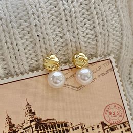 Stud French Irregular Texture Beans Temperament Pearl Earrings Women 925 Sterling Silver Vintage Charm Engagement Jewellery 230807