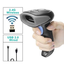 Scanners HZTZ Wireless Barcode Scanner USB Wired 24G 1D Bar code Reader for Inventory POS Terminal 230808