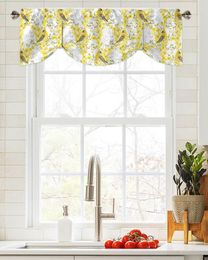 Curtain Yellow Flowers And Robins Window Living Room Kitchen Cabinet Tie-up Valance Rod Pocket