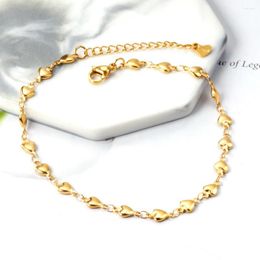 Anklets Stainless Steel Romantic Heart Charm Anklet For Women Gold Plated Vintage Leg Chain Trendy Fashion Summer Beach Accessory