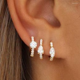 Hoop Earrings Heart Crystal Ear Hoops For Women Luxury Geometry Iced Out Zircon 2023 Gold Colour Lobe Cartilage Jewellery Gifts KBE237
