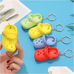 Shoe Parts Accessories 100Pcs Mix 3D Mini 7.5Cm Eva Beach Hole Little Clog Keychain Bag Keyring Car Handbag Key Chain Charms Keychains Dr