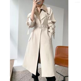 Women's Trench Coats Fashion Women Coat Autumn British Style Oversized Windbreaker With Belt Office Lady Loose Long Outerwear