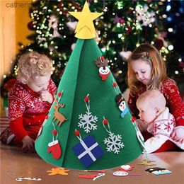 Kids DIY Felt Artificial Christmas Tree New Year Kids Gifts Toys Ornaments Hanging Christmas Tree Home Decorations Xmas L230621