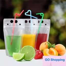 250ml 500ml Party Plastic Water Bags Bottle Disposable Drink Repeat Closed Tote Self-Standing Juice Liquid Bag Heart Clear Pouches for Milk Classic