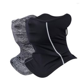 Bandanas Reflective Strip Design Silk Neck Gaiter Outdoor Dust Sunscreen Motorcycle Cycling Half Face Mask