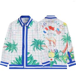 Men's Casual Shirts Mens Summer Tennis Club Chequered Castle Men Women Hawaiian Long Sleeve Top Tees Shirt Clothing