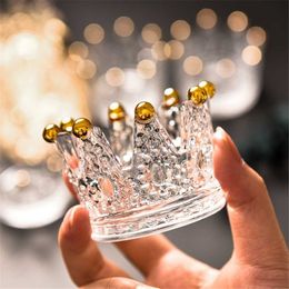 Crown Crystal Ashtray Transparent Glass Cigarette Ash Tray Tobacco Cigar Ashtray Candlestick Smoking Accessories Home Decor Gift HKD230808