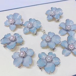 Brooches MeibaPJ Natural Pearl Sweet Flower Corsage Brooch Fashion Sweater Jewelry For Women Empty Tray